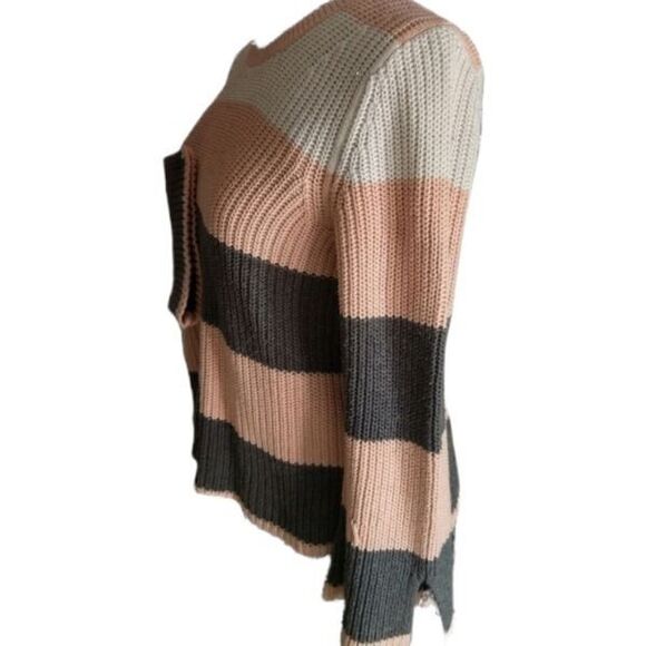 GAP Pink White Gray Striped Oversized Knit Sweater Wide Sleeve - Picture 4 of 8